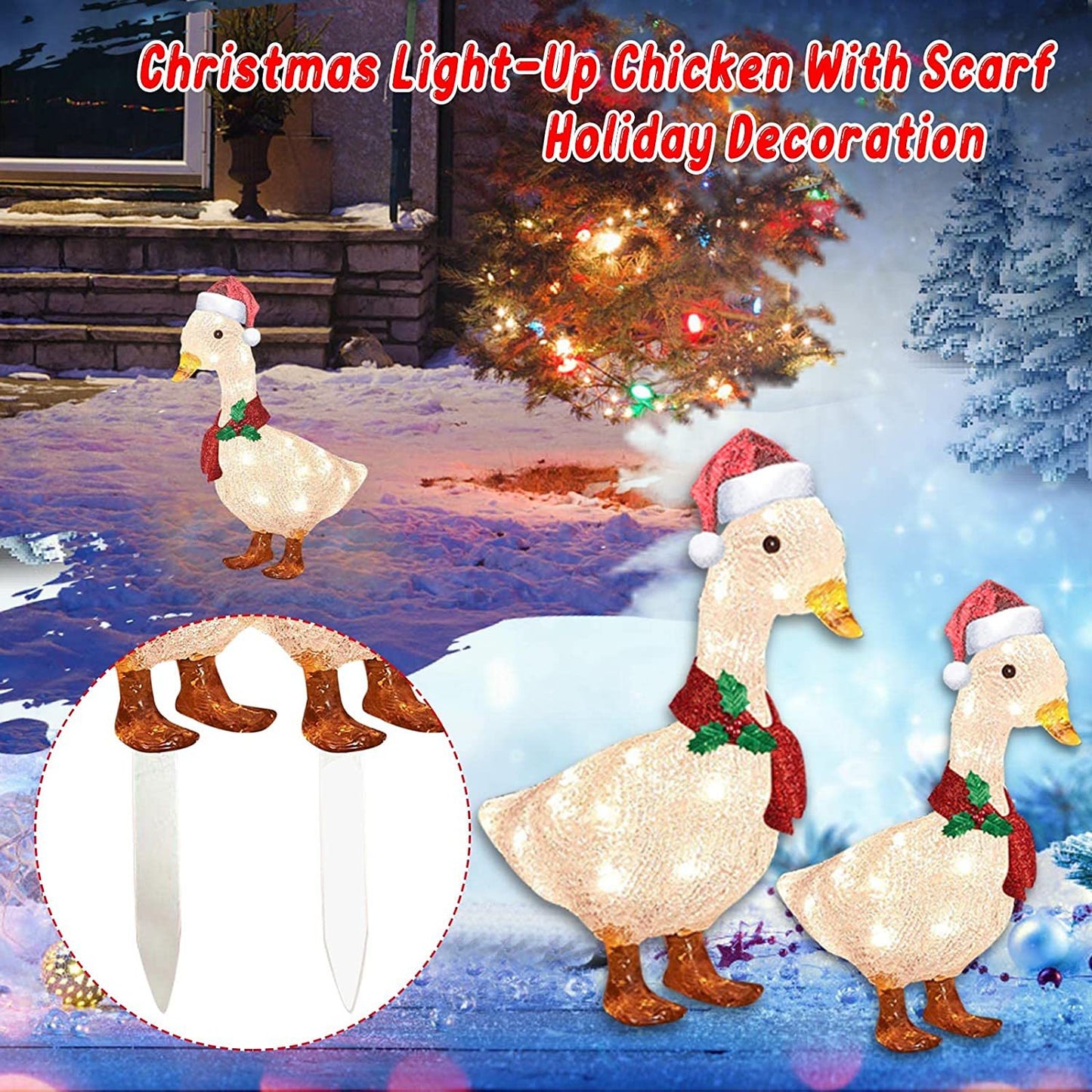 Scarf Lighting Duck Christmas Ground Lawn Outdoor Decoration