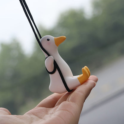 Cute Anime Car Accessorie Swing Duck Pendant Auto Rearview Mirror Ornaments Birthday Gift Auto Decoraction Car Fragrance