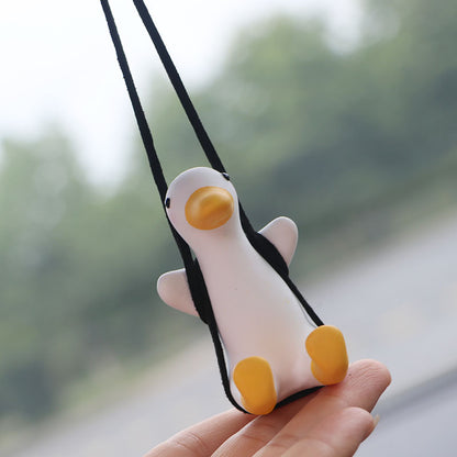 Cute Anime Car Accessorie Swing Duck Pendant Auto Rearview Mirror Ornaments Birthday Gift Auto Decoraction Car Fragrance